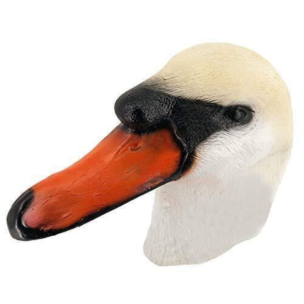 8852 Latex Animal Head Swan Mask Realistic White Long Nose Bird Mask